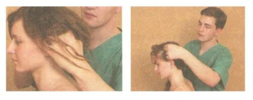  Граблеобразное круговое растирание, Прищипывание по пробору 1 и 2 пальцами - массаж головы